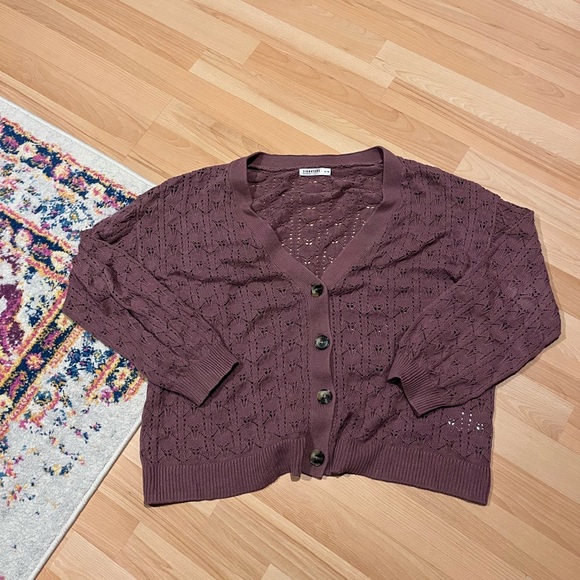 Reitmans Sweaters - Mauve puff sleeve knit cardigan